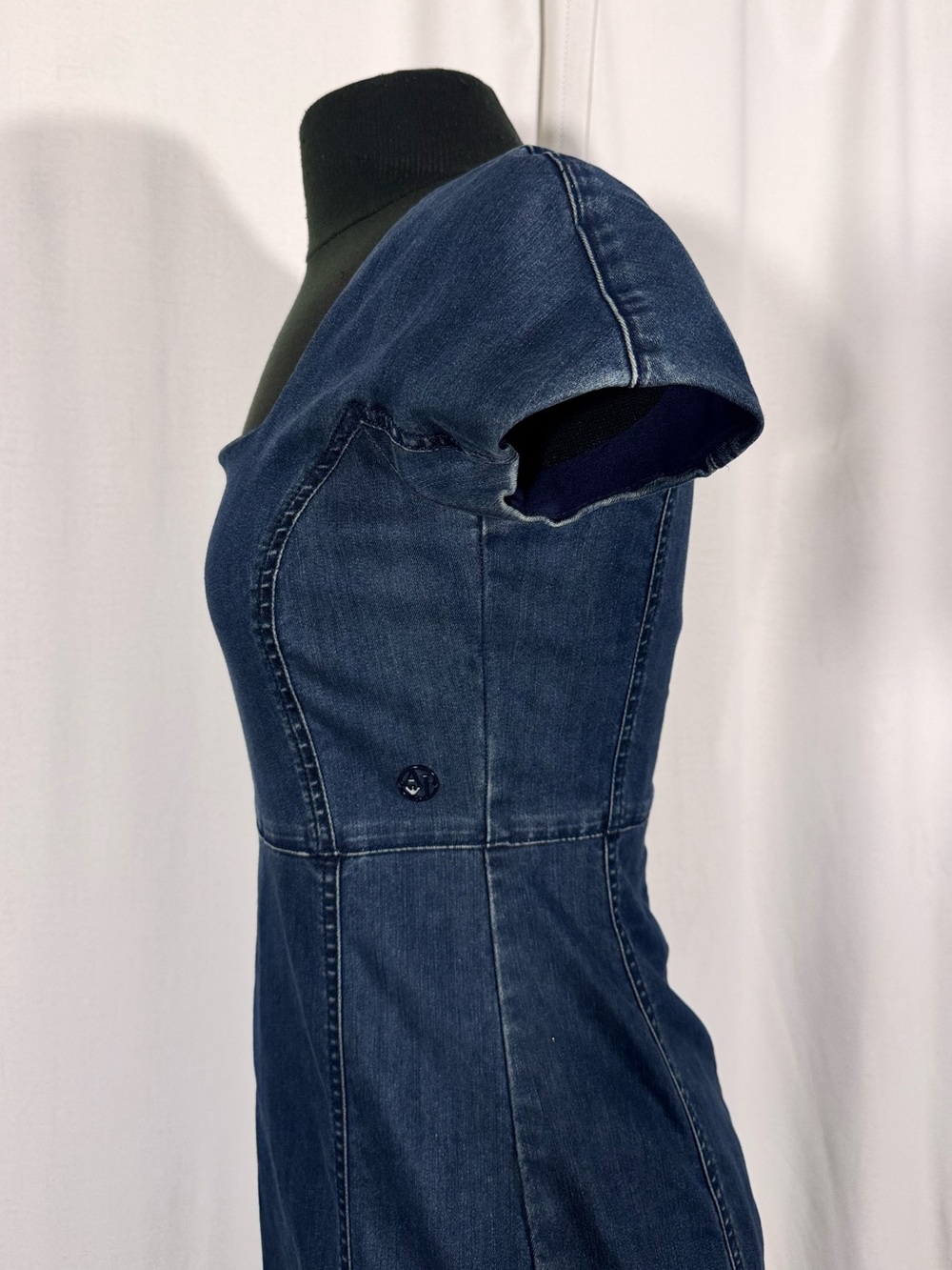 Armani Jeans Blue Denim Bodycon Midi Dress - Picture 6 of 9